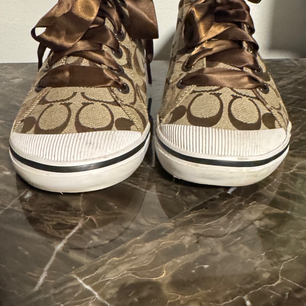 Coach Signature Jacquard Low Top Sneakers Ribbon Laces Brown Monogram Designer 8 - Picture 13 of 13